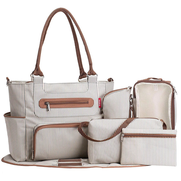 Large Capacity Mummy Diaper Bag – 6-in-1 Multifunctional Baby Bag