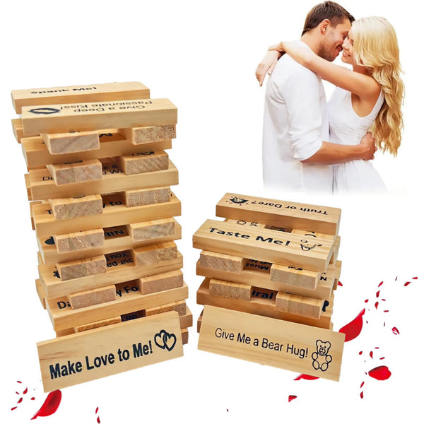 Couple Game Night Intimacy 18+ Block Tower – Romantic Jenga for Two